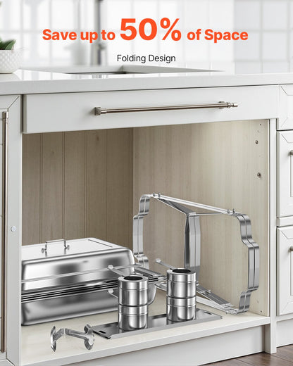 8 Qt 2 Pack Rectangle Chafing Dish Buffet Set Fullsize Pan Stainless Steel