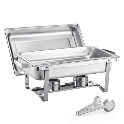 8 Qt 2 Pack Rectangle Chafing Dish Buffet Set Fullsize Pan Stainless Steel
