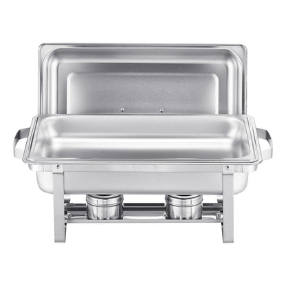 8 Qt 2 Pack Rectangle Chafing Dish Buffet Set Fullsize Pan Stainless Steel