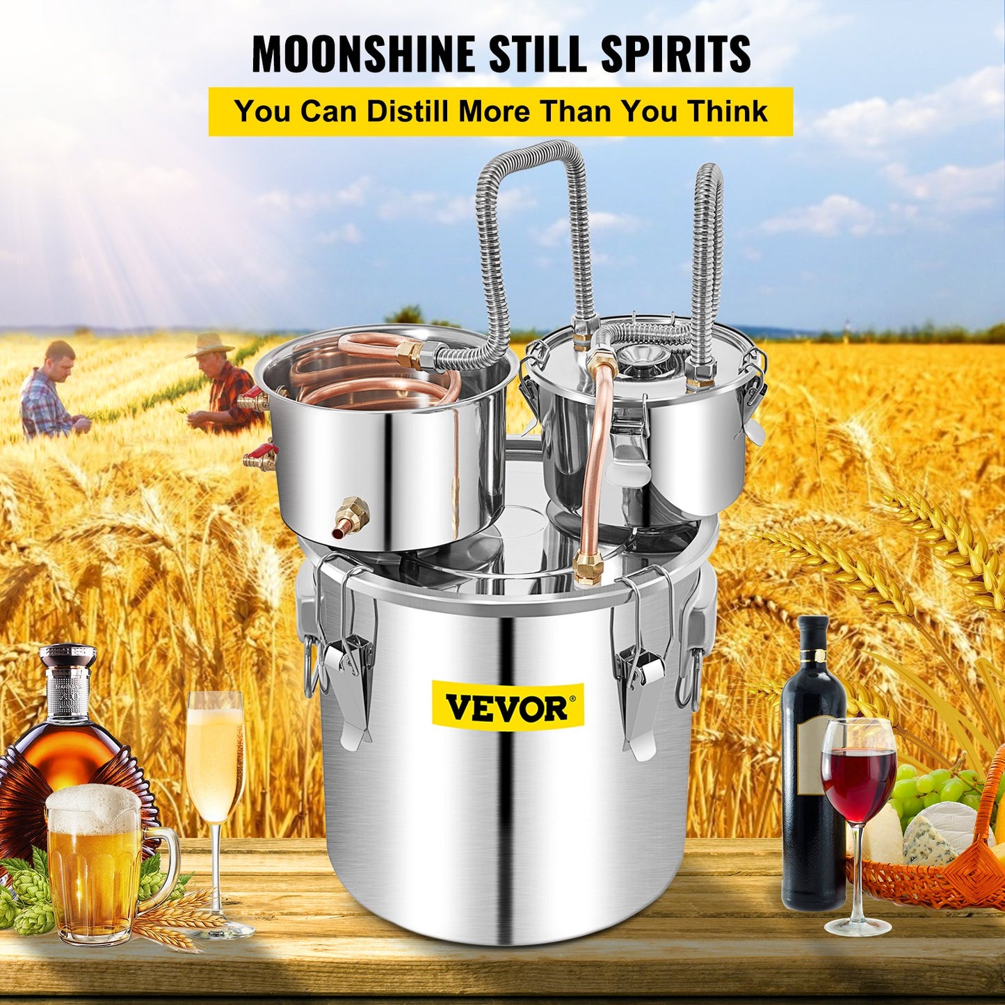Moonshine Still Water Alcohol Distiller 50L w/Thumper Keg & Water Pump