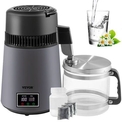 Home Water Distiller Distilled Water Maker 4 L with Dual Temp Display Grey