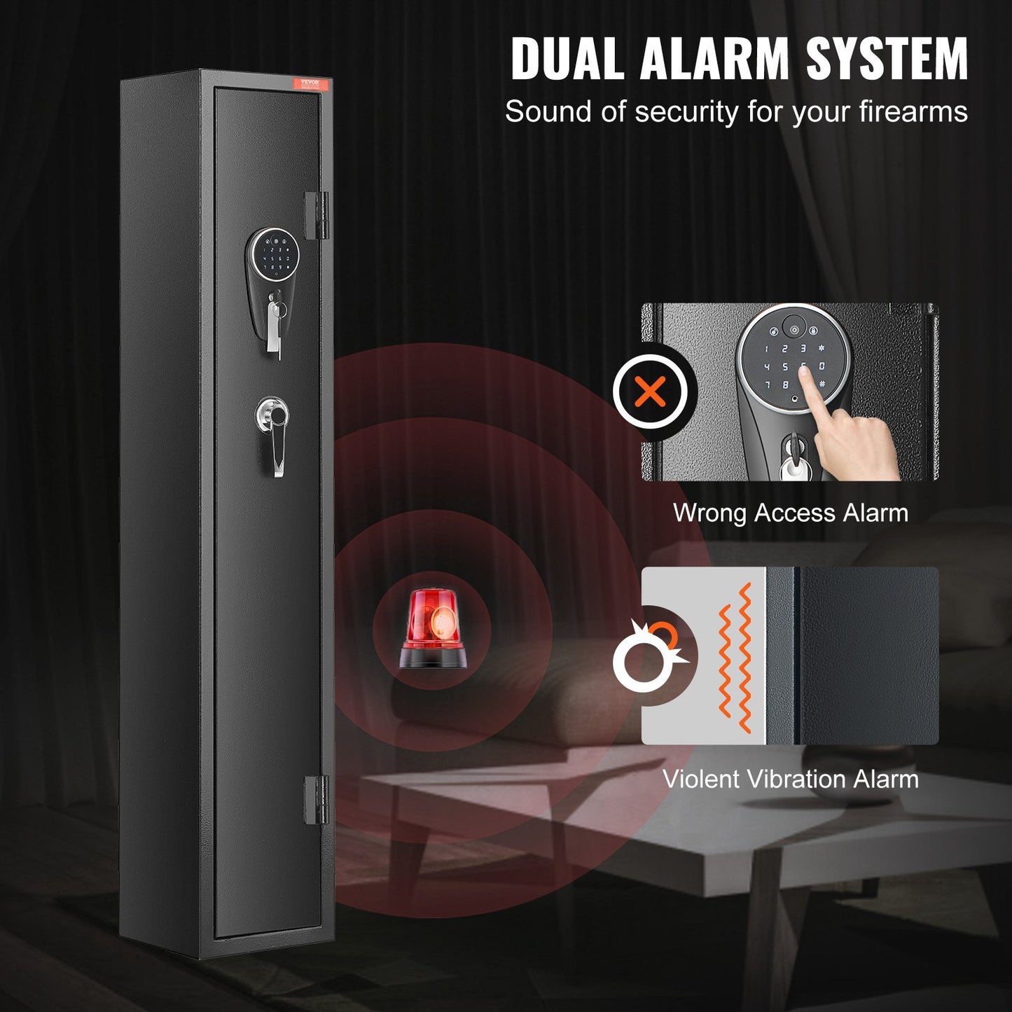Gun Safe Rifle Safe with Digital Keypad & Lock for 3 Rifles and 4 Pistols