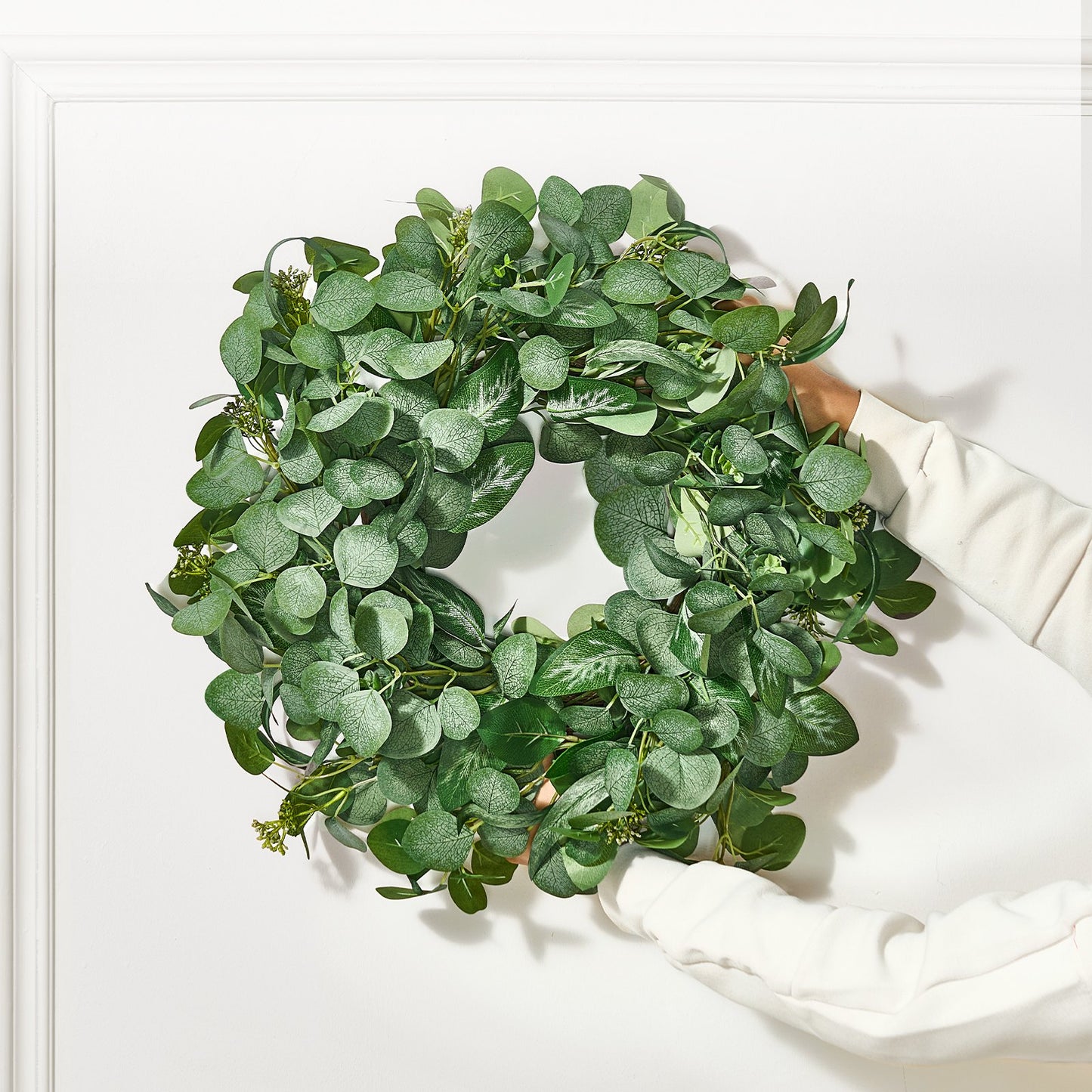 Artificial Decorative Wreath 66.04 cm Green Eucalyptus Leaves Year Round