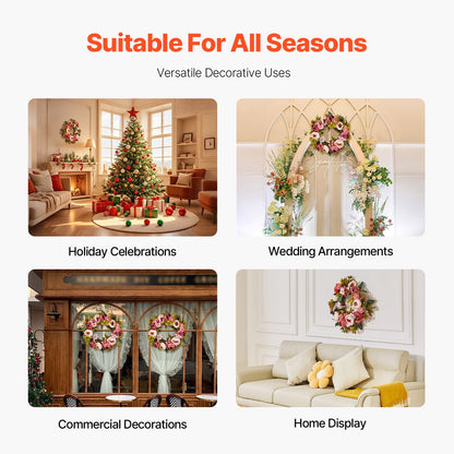 Artificial Decorative Wreath 48.26 cm Pink Peonies Hydrangeas Year Round