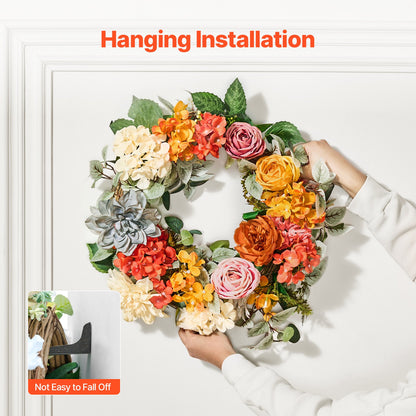 Artificial Decorative Wreath 60.96 cm Red Orange Yellow Hydrangeas Roses