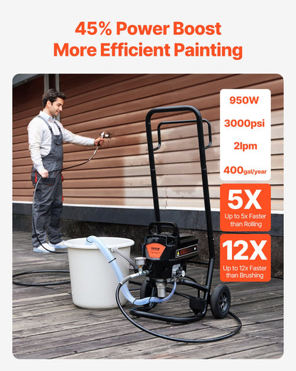 Person using a pressure washer with power boost features highlighted on a wooden deck.
