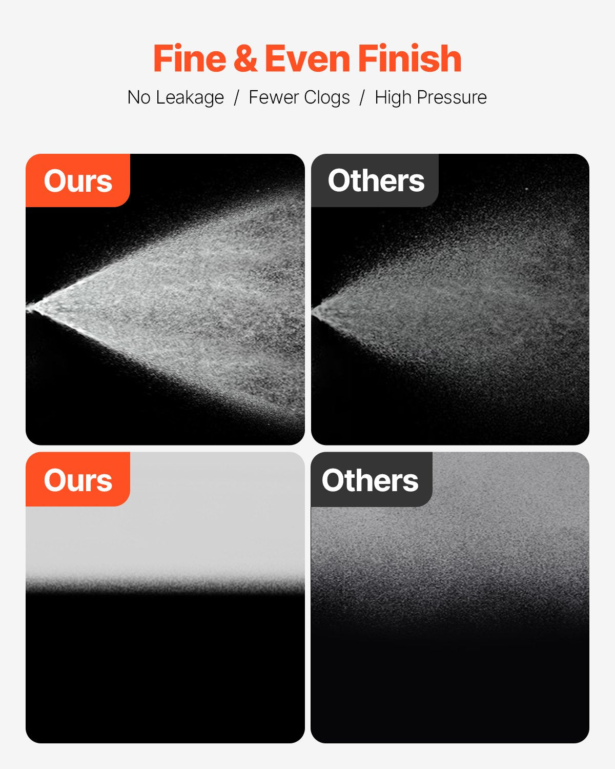 Comparison of 'Ours' and 'Others' finishes with text indicating benefits.