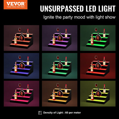 LED Lighted Liquor Bottle Display Bar Shelf RF & App Control 406 mm 4-Step