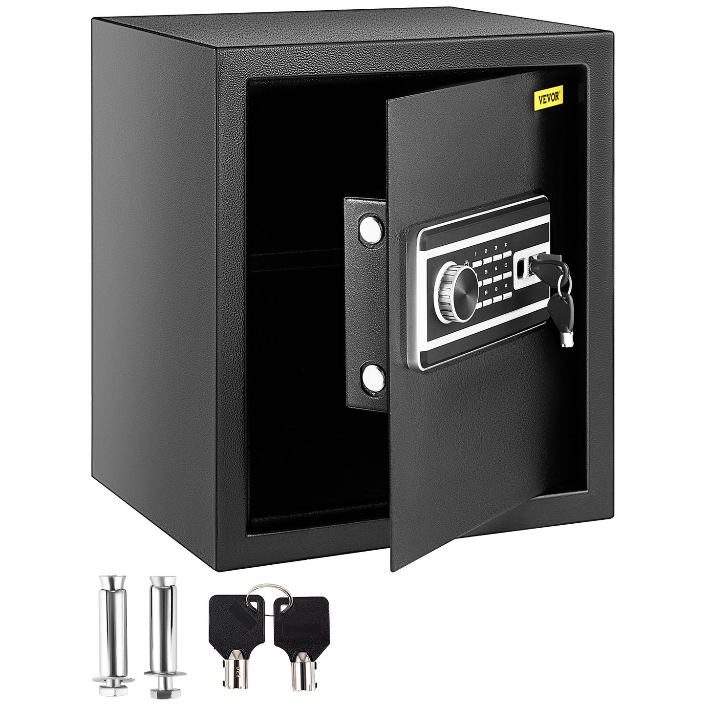 Safe Box, 1.7 CU.FT Fingerprint Safe Box for Money with 2 Keys & Digital Keypad, Q235 Steel Safe Box for Storing Cash, Jewelry, Pistols, Documents, Watches in Home & Office & Hotel