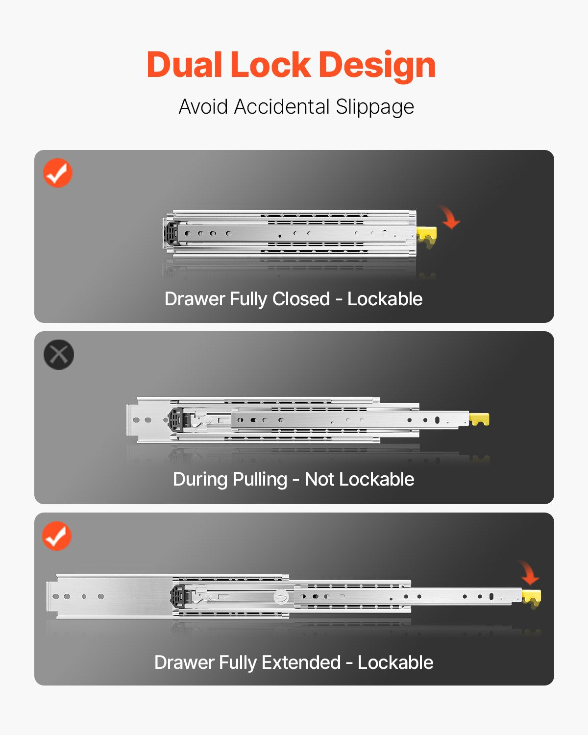 1 Pair 18-60 in Soft-Close Drawer Slides Ball Bearing Full Extension