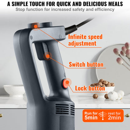 Commercial Immersion Blender Heavy Duty Hand Mixer 750W Variable Speed