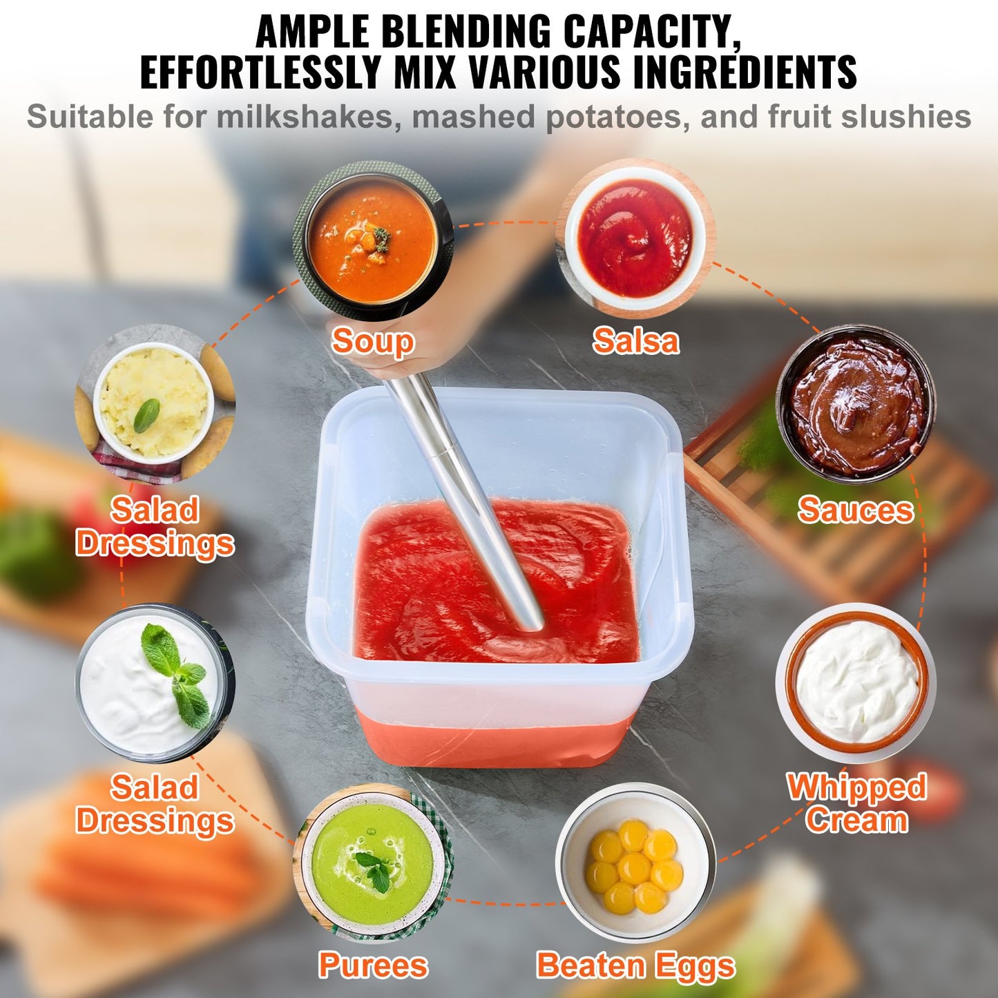 Commercial Immersion Blender Heavy Duty Hand Mixer 750W Variable Speed