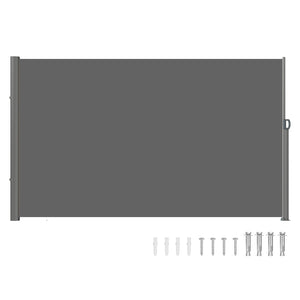 VEVOR Retractable Side Awning, 160X300m Aluminum Outdoor Privacy Screen, 280g Polyester Water-proof Retractable Patio Screen, UV 30+ Room Divider Wind Screen for Patio, Backyard, Balcony, Gray