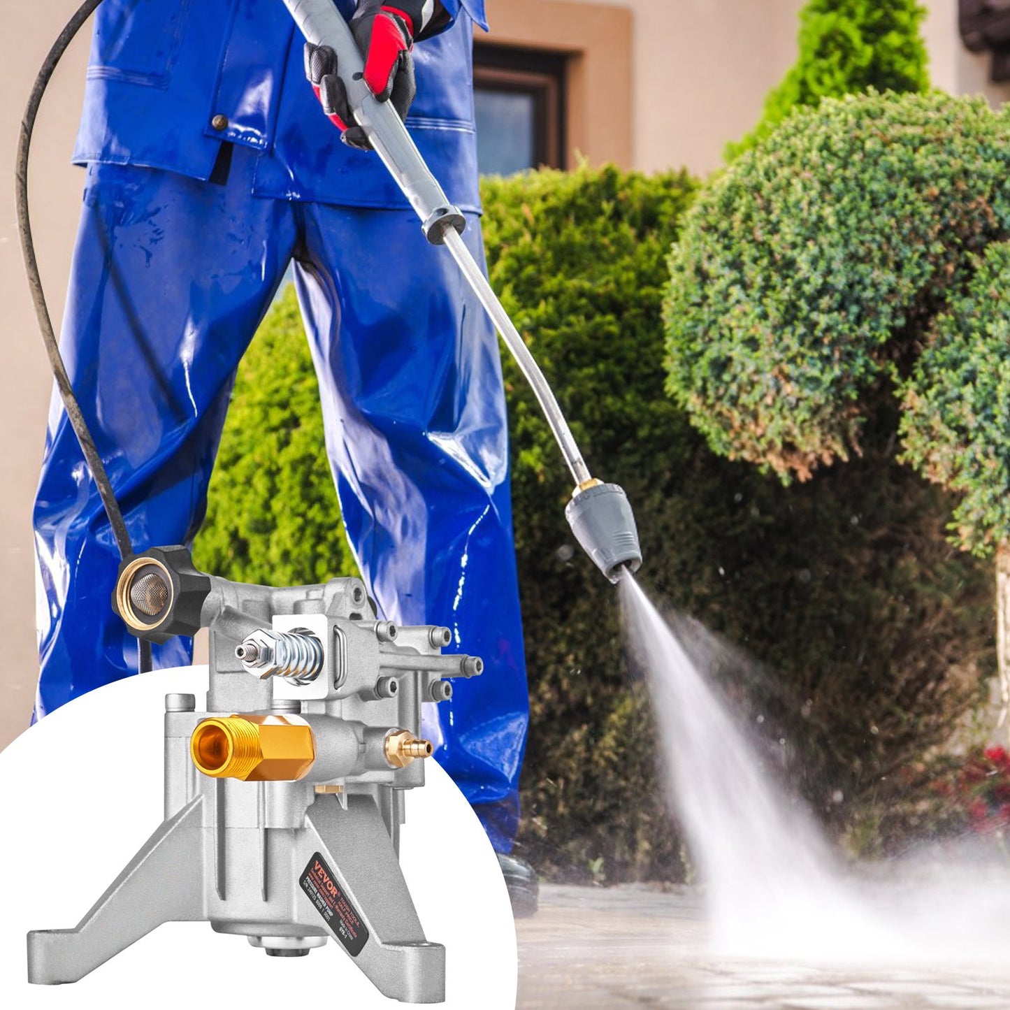 Pressure Washer Pump, 22 mm Shaft Vertical, 3400 PSI, 2.5 GPM, Replacement Power Washer Pumps Kit, Parts Washer Pump, Compatible with Honda, Simpson, RYOBI, Briggs & Stratton, Subaru, Craftsman