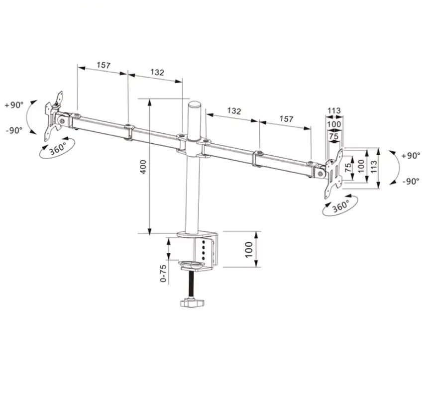 Universal Dual Monitor Arm 12 to 27 inch