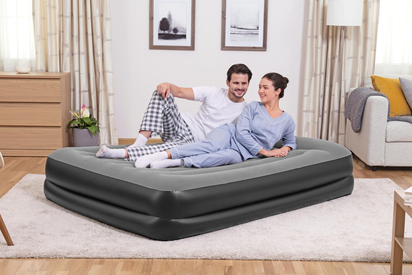 Bestway 2.03m x 1.52m x 46cm Tritech Air Mattress Queen Built-in AC pump