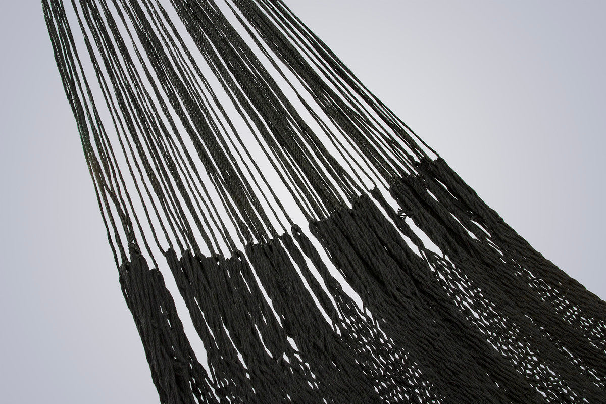 Mayan Legacy King Size Outdoor Cotton Mexican Hammock in Black Colour