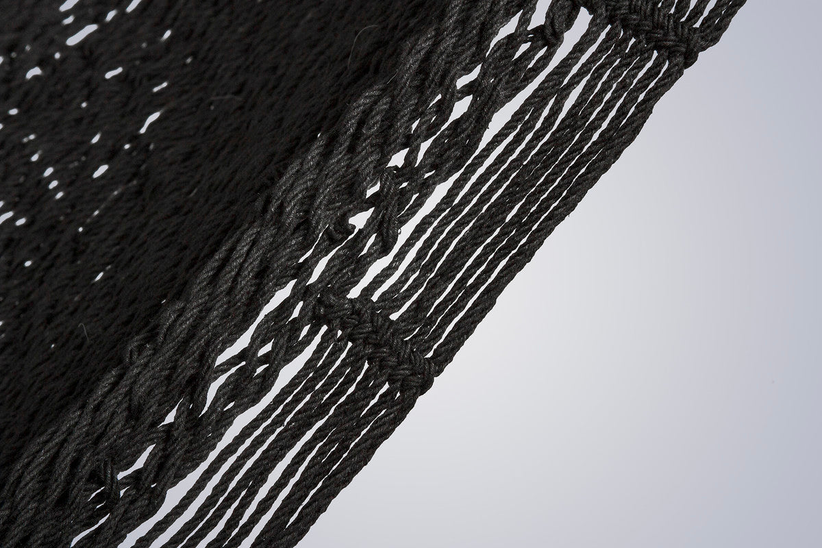 Mayan Legacy King Size Outdoor Cotton Mexican Hammock in Black Colour