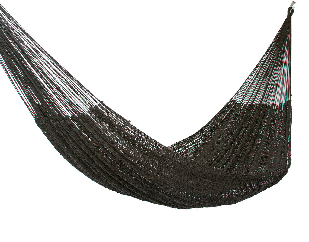 Mayan Legacy King Size Outdoor Cotton Mexican Hammock in Black Colour