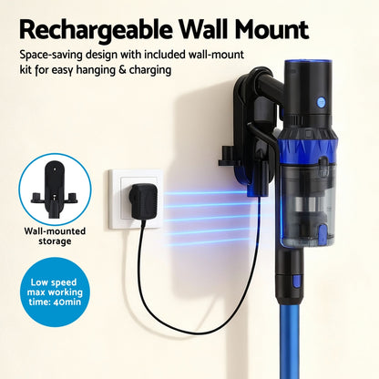 Devanti Stick Vacuum Cleaner Brushless Cordless 350W Blue