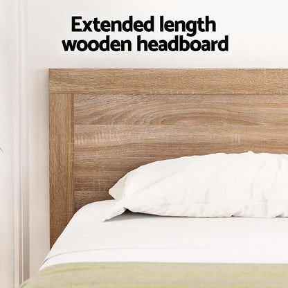 Artiss Bed Frame Queen Size Wooden Acacia Wood OATMEAL