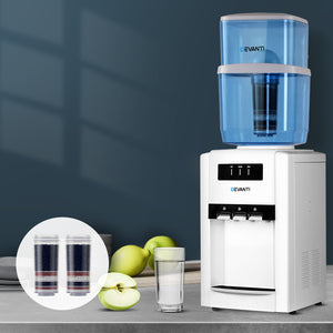 Devanti 22L Bench Top Water Cooler Dispenser Purifier Hot Cold Three Tap with 2 Replacement Filters