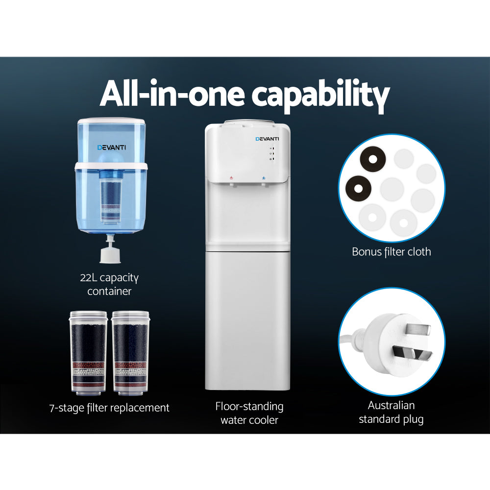 Water Cooler Dispenser Hot Cold Taps Purifier Filter Replacement-Devanti 22L