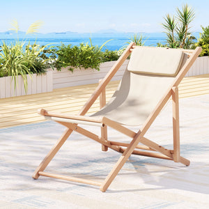 Deck Chair Outdoor  Furniture Beige