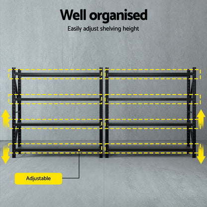 Giantz 4Mx2M Garage Shelving Warehouse Rack Black