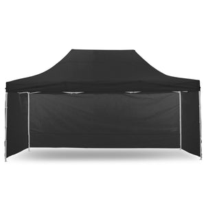 Gazebo Marquee 3x4.5m PopUp-Black

Expert solution: Our folding marquees, designed with convenience in mind, offer a perfect way to safeguard your outdoor gatherings and events from unexpected weather conditions. They can also serve as a spacious and stylish shelter for any occasion, whether it be a backyard BBQ or a professional gathering. Be prepared for any event with our versatile marquee option.
