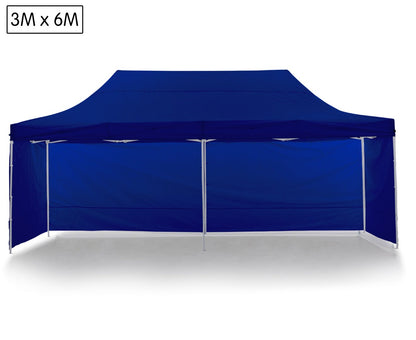 Gazebo Marquee 3x6 m PopUp Blue

This high-quality pop-up marquee is an ideal choice for your next outdoor event, providing shelter from rain or hot weather. It is perfect for protecting your outdoor bbq event or party from potential rain, or as a spacious shade for your guests. Keep one on hand for any future home or office gatherings.
