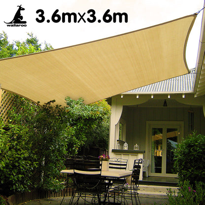 Wallaroo Square Shade Sail 3.6m x 3.6m - Sand

Experience ultimate comfort and safety in your backyard or outdoor living area with Wallaroo Square Shade Sail 3.6m x 3.6m - Sand. Our shade sail features breathable fabric construction for significant temperature reduction, making it the perfect accessory for backyard picnics on hot summer days. Its easy installation and simple cleaning with a hose make it a convenient choice for covering patios, courtyards, playgrounds, and parking lots. Add a touch of style 
