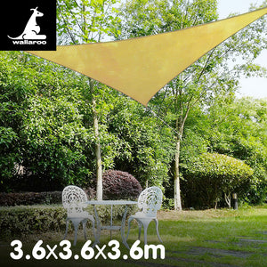 Sun Shade Sail: 3.6 x 3.6 x 3.6m - Sand

Enhance your outdoor experience with this Wallaroo Triangular Shade Sail: 3.6 x 3.6 x 3.6m - Sand. Its highly breathable fabric reduces temperatures, providing a cool and shady oasis to relax in. Stay cool and protected from the sun this summer. Conveniently easy to install and clean with a hose. Ideal for patios, courtyards, playgrounds, parking lots, etc., these stylish shade sails offer comfort and safety in any outdoor setting.