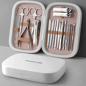 18-Piece Professional Manicure &amp; Pedicure Nail Care Set

Take care of your nails with precision using our 18-piece professional Manicure and Pedicure Set. Crafted with high-quality stainless steel, this versatile nail grooming kit is designed to meet all your nail care needs. Perfect for hands and feet, it's lightweight, portable, and packaged in a stylish case for on-the-go use.