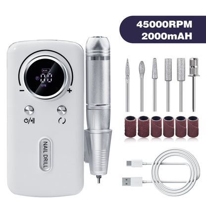 45000 RPM Professional Rechargeable Electric Nail Drill

Achieve professional-quality manicures and pedicures from the comfort of your own home with the high-performing and portable White Professional Electric Nail Drill. Offering adjustable speeds of up to 45000 RPM, this drill is ideal for shaping, filing, buffing, and removing acrylics and gel polish with precision and ease.