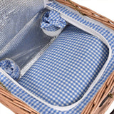 Picnic Basket 2 Person Wicker Baskets Set Insulated Outdoor Blanket Gift Storage