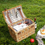 Picnic Basket Wicker 4 Person Baskets Set Outdoor Blanket Deluxe Gift Storage