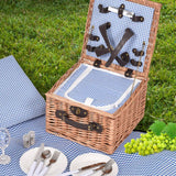 Picnic Basket 2 Person Wicker Baskets Set Insulated Outdoor Blanket Gift Storage