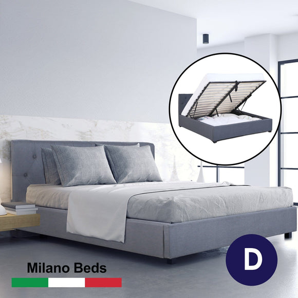 Milano Capri Luxury Gas Lift Bed With Headboard (Model 3) - Grey No.28 - Double
