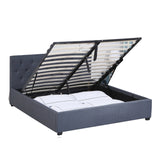 Milano Capri Luxury Gas Lift Bed With Headboard (Model 3) - Charcoal No.35 - King Single