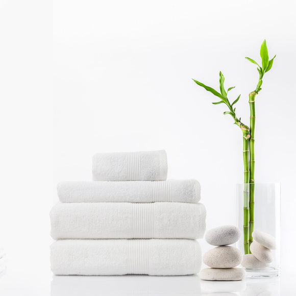 Royal Comfort Cotton Bamboo Towel 4pc Set - White