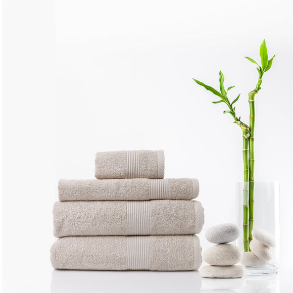 Royal Comfort Cotton Bamboo Towel 4pc Set - Beige