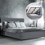Milano Luxury Gas Lift Bed with Headboard (Model 1) - Grey No.28 - King Single