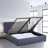 Milano Capri Luxury Gas Lift Bed With Headboard (Model 3) - Charcoal No.35 - Single
