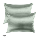 Silk Pillowcase TWIN PACK - SIZE: 51cm x 76cm - Sage