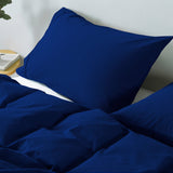 Royal Comfort Vintage Washed 100 % Cotton Quilt Cover Set Single - Royal Blue