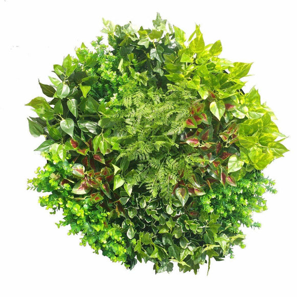 Artificial Plant Green Wall Disk Art 80cm - Mixed Fern