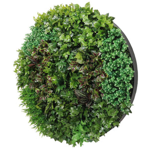 Artificial Plant Green Wall Disk Art 150cm - Dense Green Sensation - Black Frame