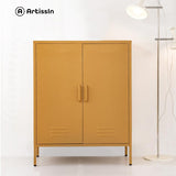ArtissIn Sweetheart Metal Locker Storage Shelf Organizer Cabinet Buffet Sideboard Yellow