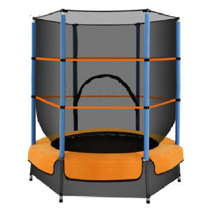 A 4.5FT round Everfit trampoline for kids with an enclosure safety net.